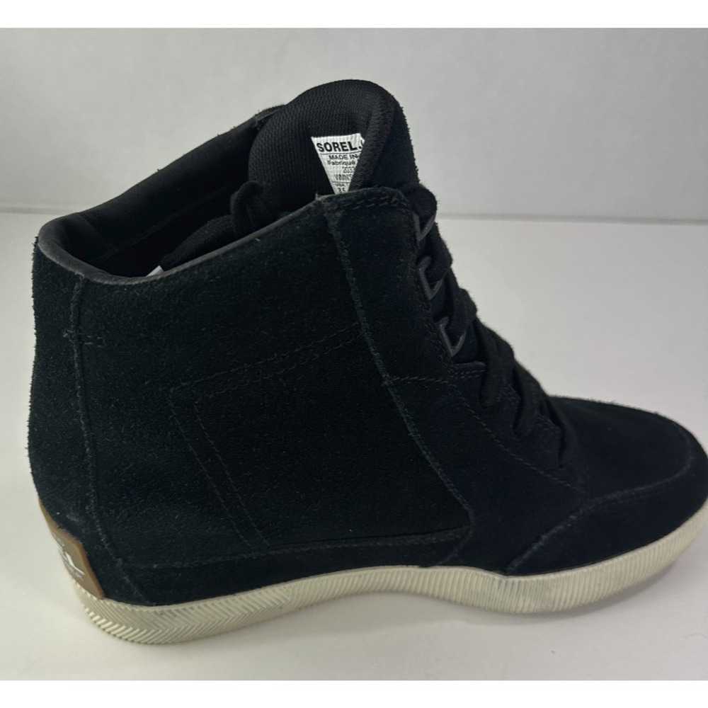 Sorel Out n About Wedge Shoes Suede Ankle Boot Black Lace Sneakers Women's 8.5 - Picture 8 of 16